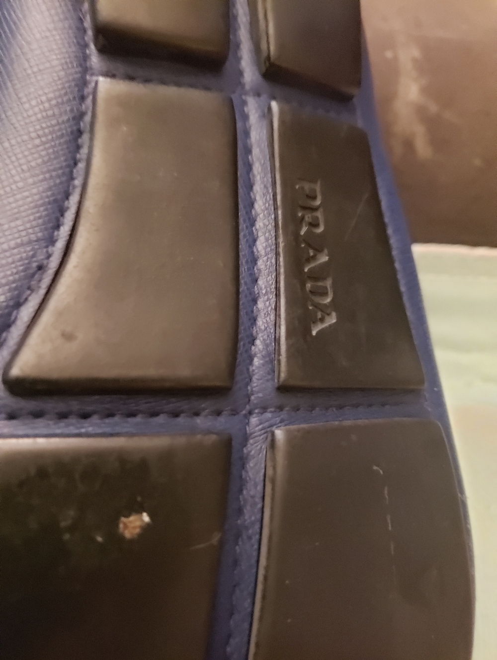 PRADA MENS BLUE ITALIAN LEATHER LOAFERS GOOD CONDITION SZ-10,5 SAFFIANO BLUE - Picture 5 of 12